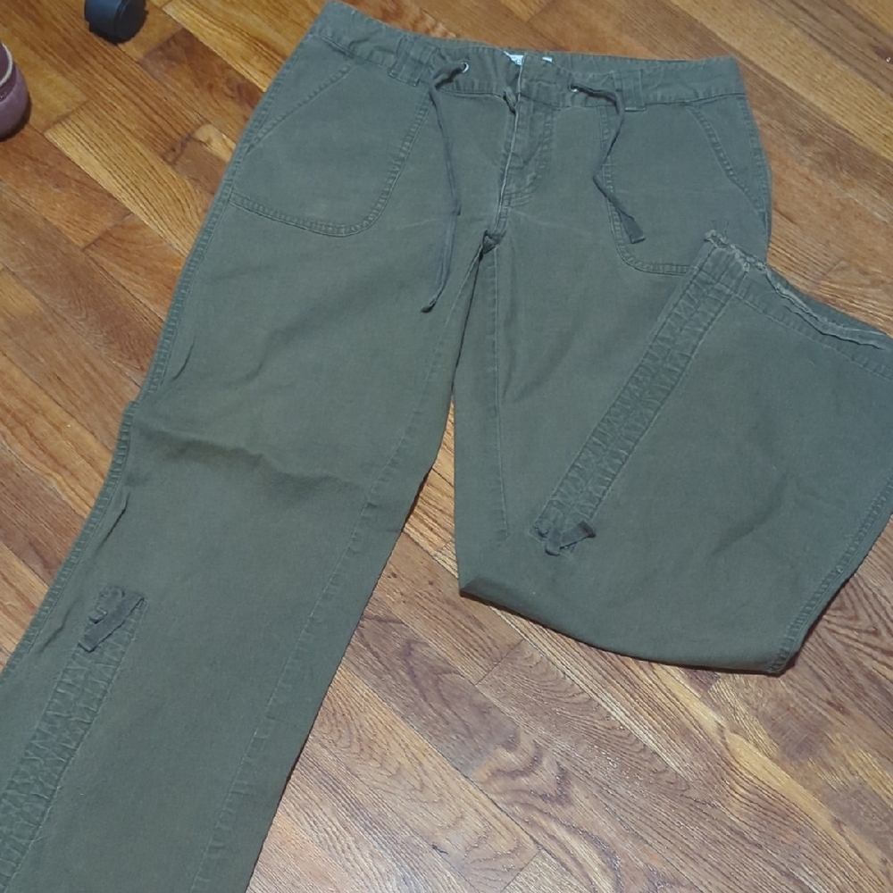 COLUMBIA Drawstring CARGO PANTS Green Twill SZ 8